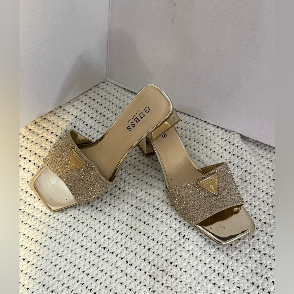 Guess Gold and Tan Embellished Sandals
